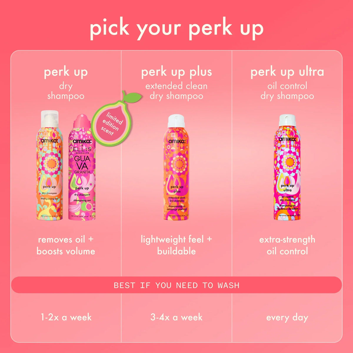 amika x Ellis Brooklyn limited-edition perk up GUAVA GRANITA dry shampoo