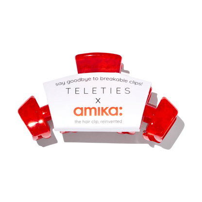 amika x TELETIES necessities set 3 pc hair ties, clip, essentials bag + perk up plus